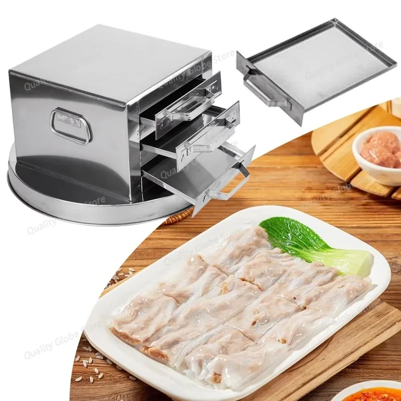 Chinese Rice Noodle Roll Food Steamer Kitchen Home Use Devices 3 Tiers Cookware Changfen Machine 201 Stainless Steel