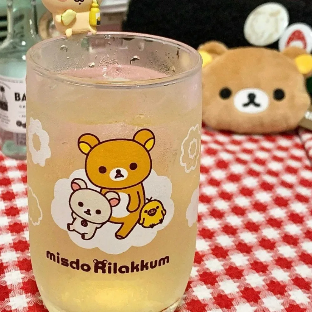 

Kawaii Rilakkuma Glass Heat Resistant Desktop Water Cup Student Milk Cup Cute Cartoon Coffee Mug Home Office Girls Birthday Gift