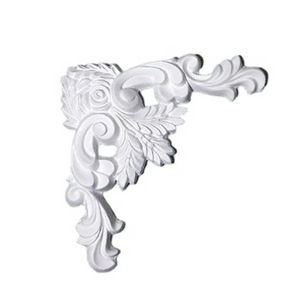 For Refined Interior Look PU Corner Decor Floral Wall Decor Piece Ornate Wall for Accent Sculpted Design Scrollwork Details