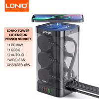 LDNIO UKCA Vertical Power Plug Tower Shape Extension Socket UK Outlet with USB-A USB-C Charging Power Socket Strip