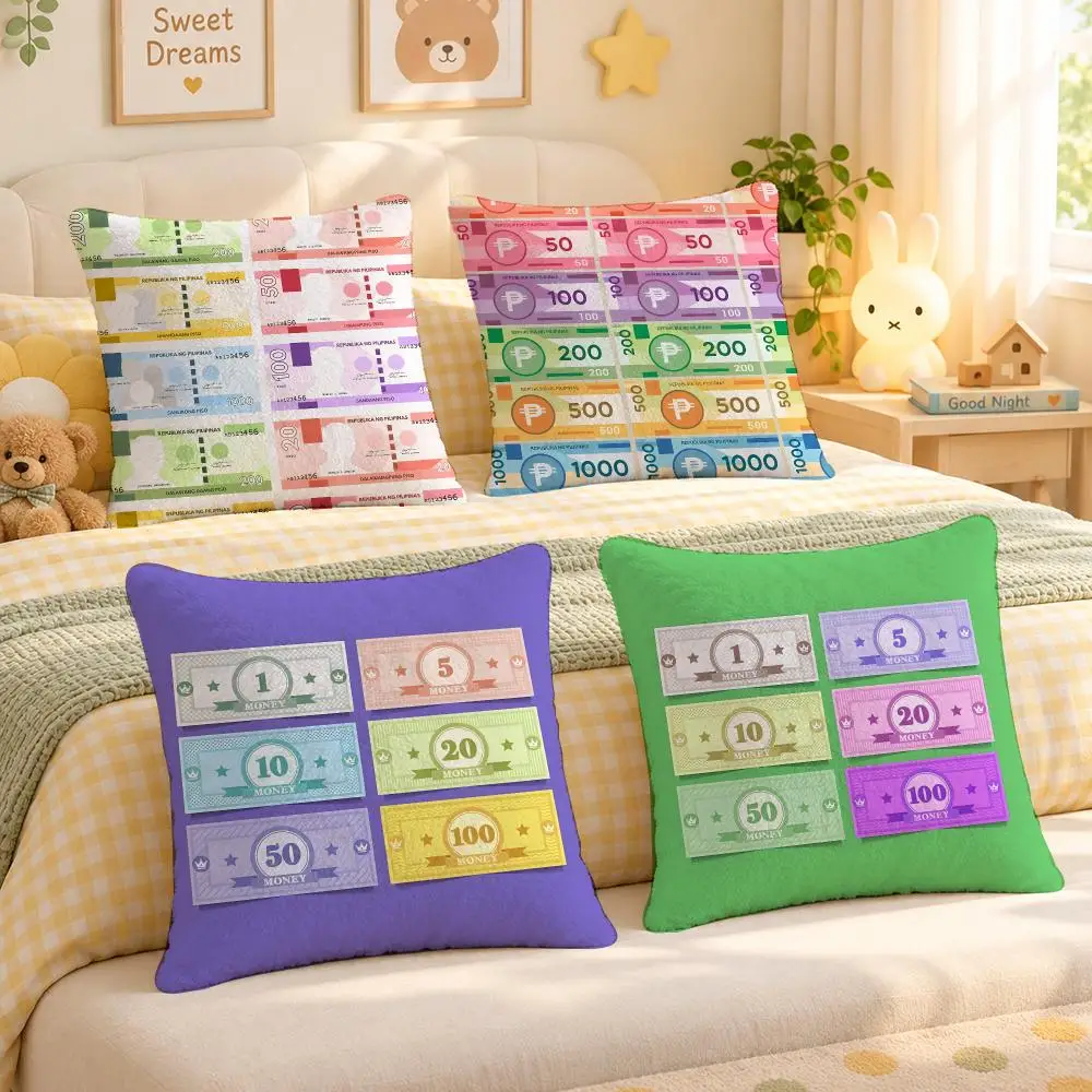 Game Play Money Cash Currency Art Decor Cushion Cover Personalized Decorative Living Room Home Sofa Bedroom Office Car Decor