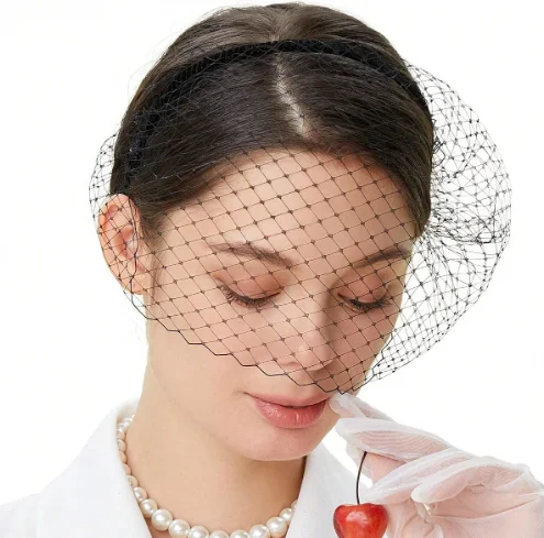 New Bride Headband With Veil Silk Yarn Feather Fascinator Hair Ornaments Unique Wedding Accessories Headpieces Headdress Female