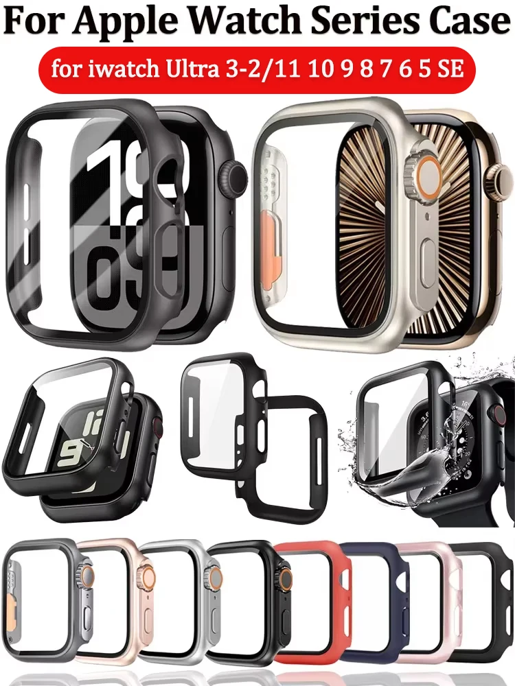 Szkło + Osłonka na Apple Watch 11/10 Etui 46mm 42mm Ultra 3 2 49mm 44 45mm 41 40mm Ochraniacz Ekranu Bumper iwatch seria 9 8 7 5 SE — zdjęcie 2