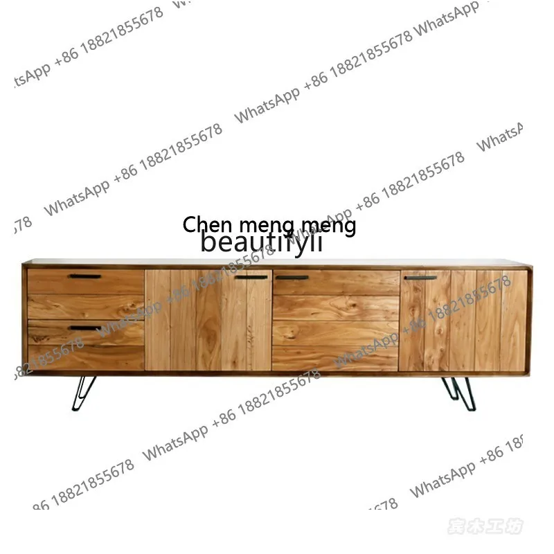 

Solid Wood Simplicity Living Room Storage Audiovisual Cabinet Distressed High Nordic Designer TVCabinet Side Cabinet Combination