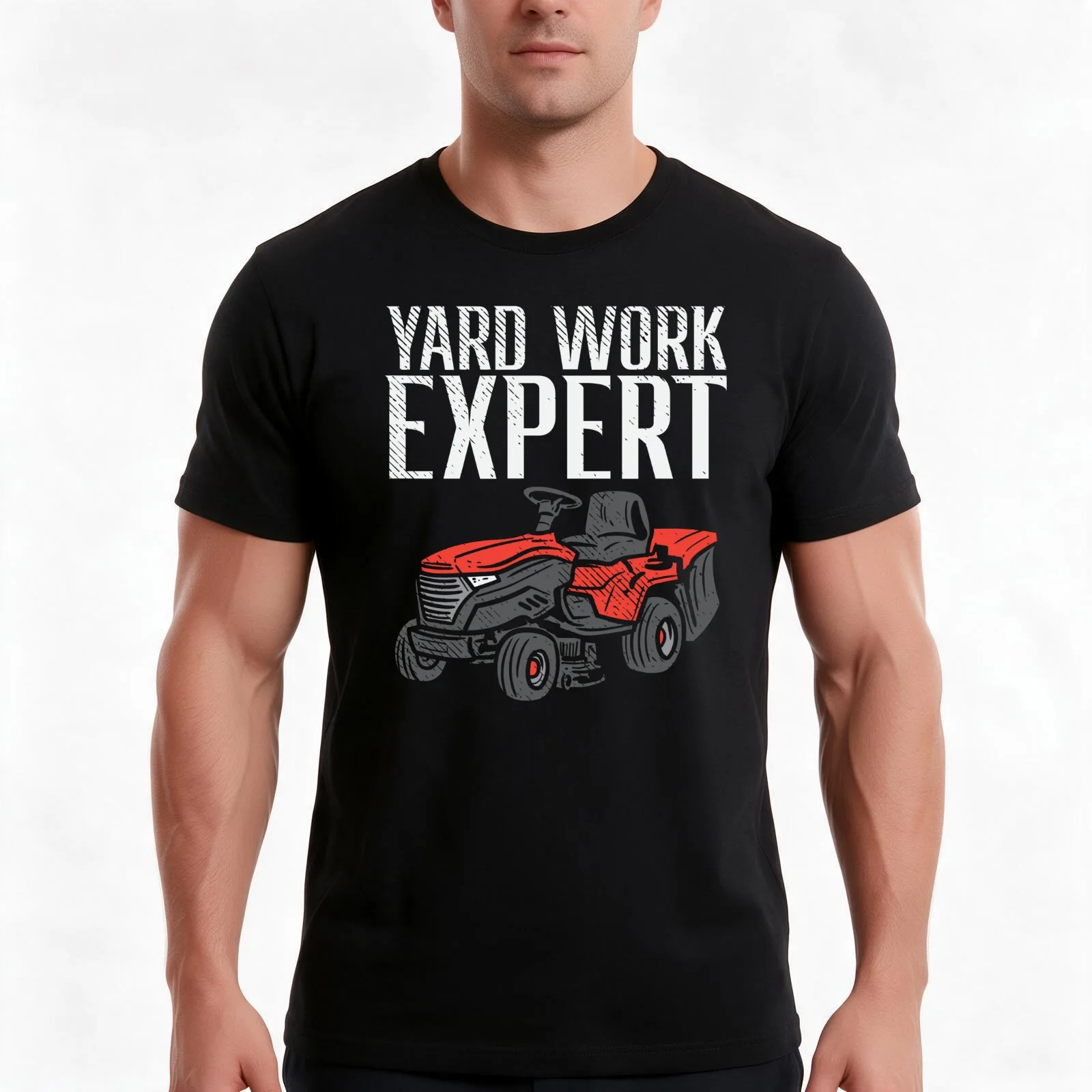Yard Work Expert Lawn Mower T-Shirt, Summer Casual Cotton Tee, Oversized Streetwear Tops, Vintage Graphic Print, 100% Cotton