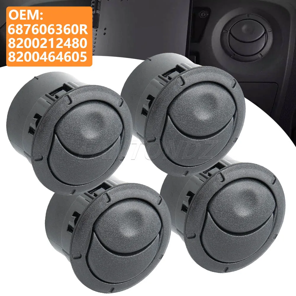 4PCS Interior Dash Air Vent Cover For Renault Dacia Logan Sandero Master 3 Opel 687606360R 8200212480 8200464605 Black/Chrome