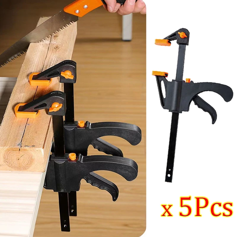 

5Pcs Woodworking F Clamp Clips Hard Quick Ratchet Release Gadget Fast Board Fixed Clip Household DIY Carpentry Hand Tool