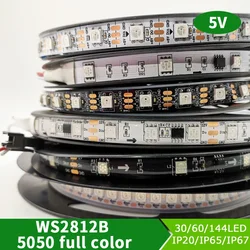 5V WS2812B Led Strip light Individually Addressable WS2812 Smart RGB Led pixel strips Black/White PCB Waterproof IP30/65/67 1-5m