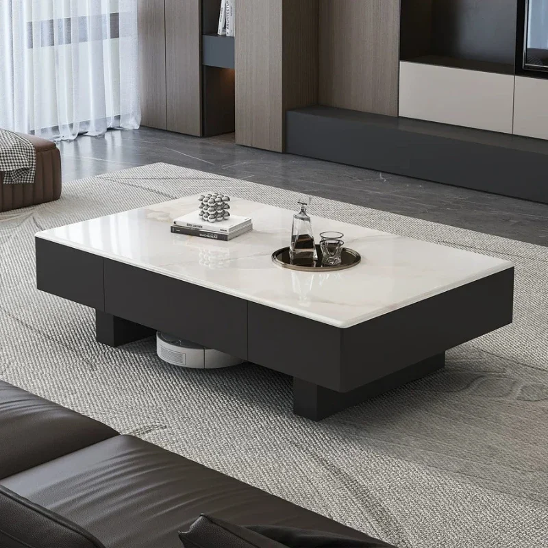 Italian Luxury Coffee Tables Storage Black Modern Hotel Coffee Tables Crystal Center Mesa Centro Space Saving Furniture