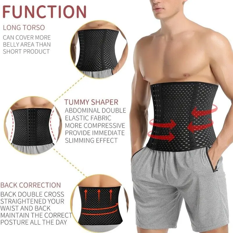 Men Faja Waist Trainer Body Shaper Tummy Girdle Belt Belly Fat Burner Corset Fitness Fat Burner Sweat Gym Para Hombres Shapewear