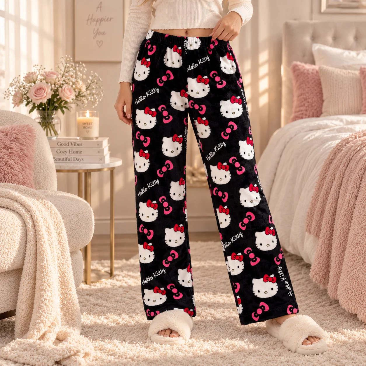 Hello Kitty Women Sleepwear Pants Y2K Cartoon Anime Pajama Trousers Couple Home Casual Lounge Soft Leisure Kids Clothing