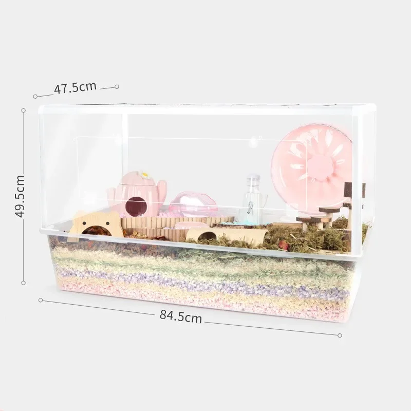 

Hamster Cage Double-layer Basic Cage Transparent Acrylic Golden Wire Luxury Package Items Large Villa Hamster Cage