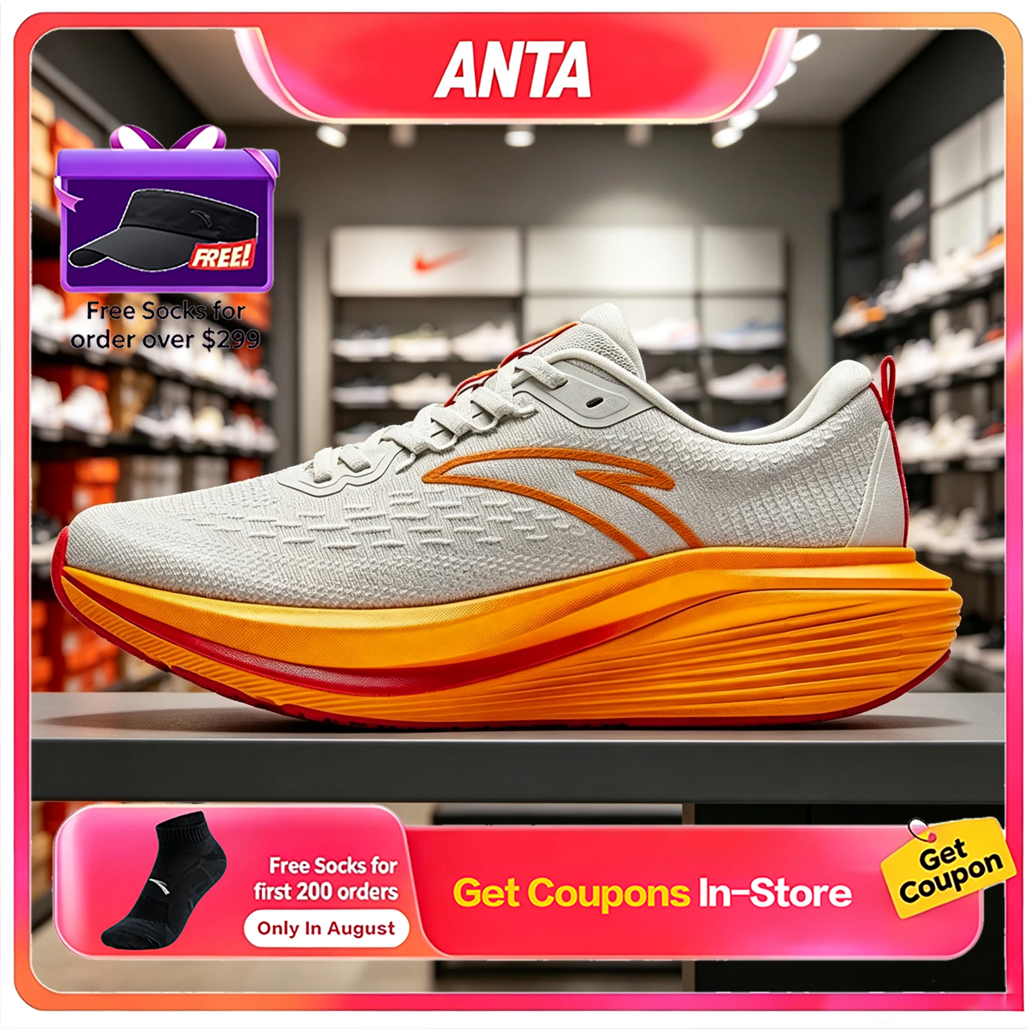 ANTA PG7 LIYANG Men's heavy-duty shock-absorbing slow-running shoes winter new style wear-resistant soft-soled sports shoes