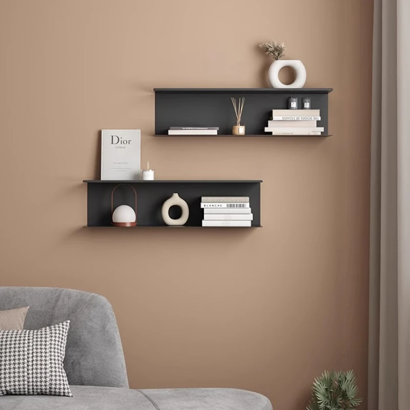 Minimalist Iron Wall Shelf for Living Room Decor Floating Shelves Space-saving Bookshelf for Bedroom