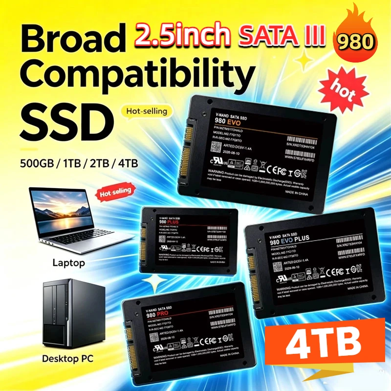 980 EVO 4TB Solid State Disk SSD High Speed 500G 1TB 2TB Internal HDD Hard Drive Sata3 2.5Inch For Laptop Microcomputer Desktop