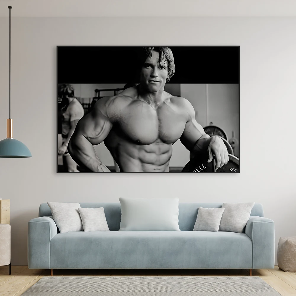 Arnold Schwarzenegger Wall Art Canvas Painting Fitness Black And White Posters Bodybuilding Gym Art Canvas Painting Office Decor