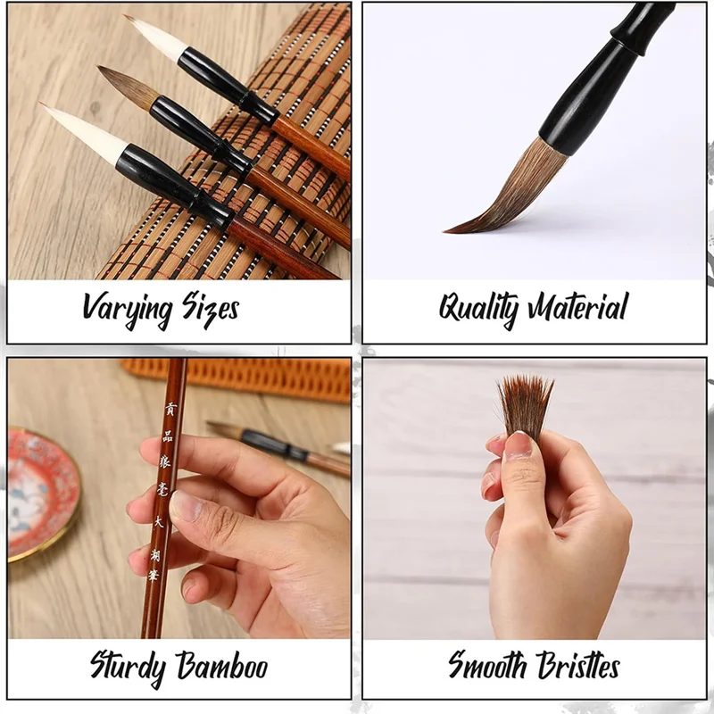 

GO-48Pc Chinese Calligraphy Brush Set Watercolor Brush Bulk With Roll Bamboo Brush Holder For Writing Suitable For Painting
