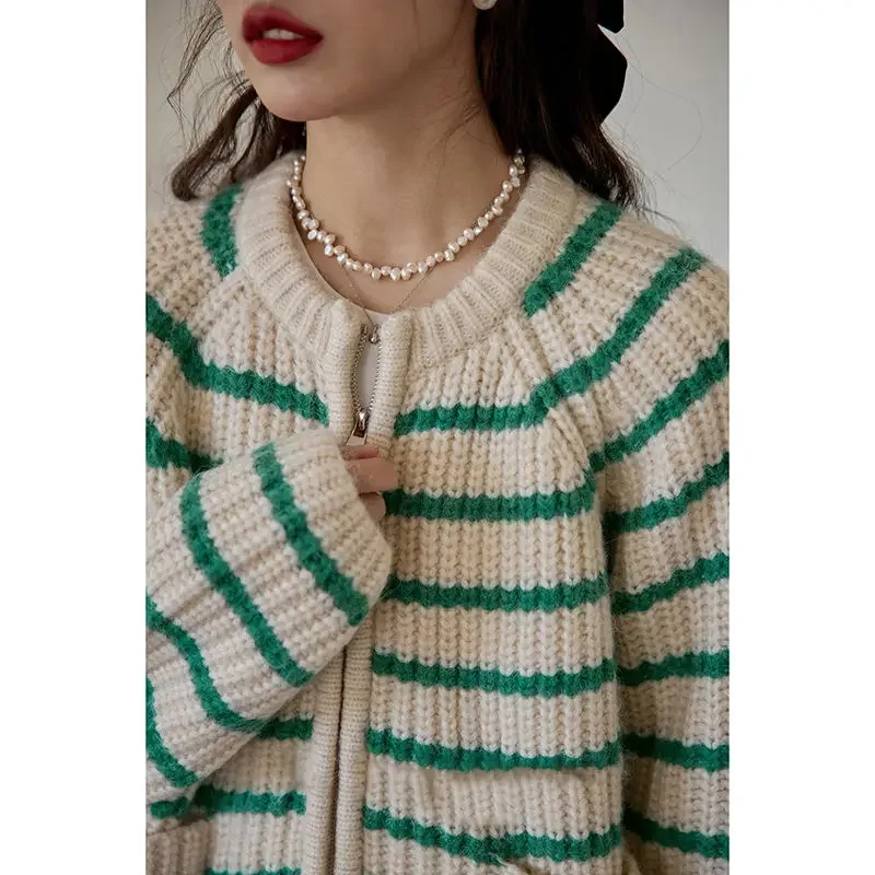 New American Vintage Women Sweaters Knitted Cardigans Korean Fashion Y2k Clothing Zip Tops Spring Autumn Jackets Oversized Coats