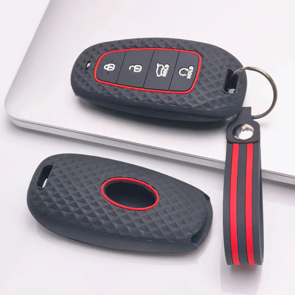 Key Fob Cover for Hyundai Tucson Elantra Kona Santa Fe with Keychain Anti-Scratch Shockproof Soft Grip Button Friendly New