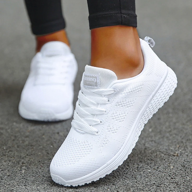 Women\'s Sneaker 2024 New Fashion Breathable Trainers Comfortable Sneakers Mesh Fabric Lace Up Women\'s Tennis Shoes For Women