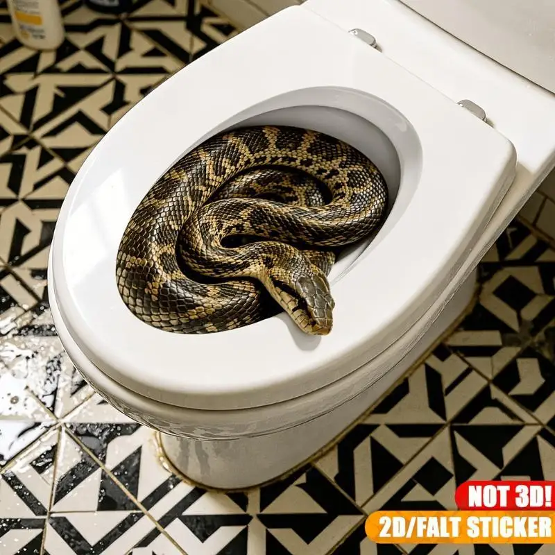 [J] Creative And Realistic Toilet Cover Snake In A Hole Prank Sticker Spooky And Fun Bathroom Decal