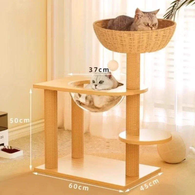 

Space Capsule Cat Climbing Frame Solid Wood Cat Nest Cat Tree Integrated Multi Layer Oak Board Large Multifunctional Pet Toy