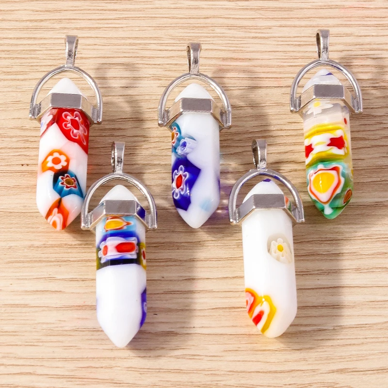 Tusember Mix 5 Stück natürlicher Edelstein Quarzkristall sechseckiger Anhänger Reiki Steine für DIY Schmuckherstellung Halskette Ohrringe Handwerk – Detail 6