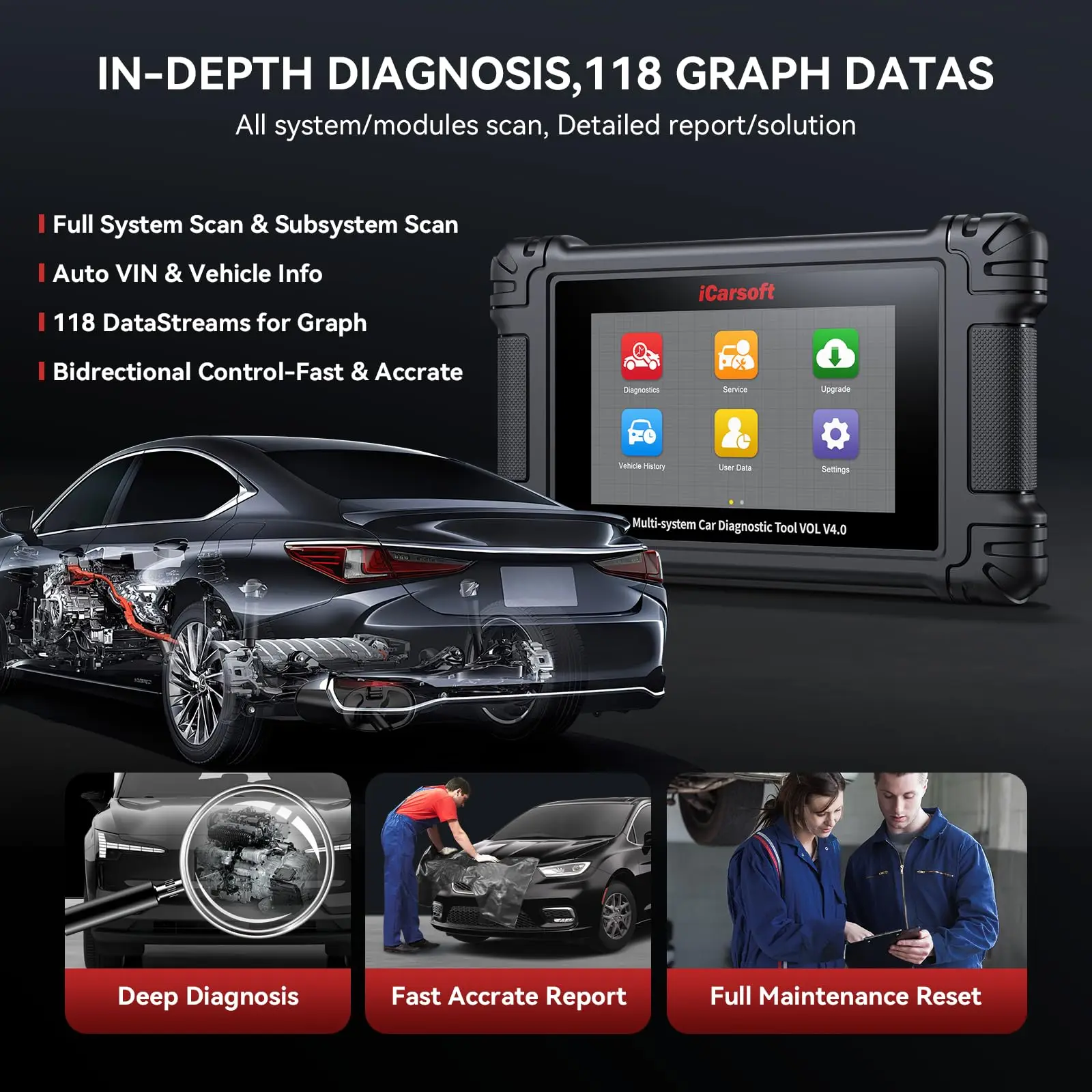 أداة مسح تشخيصية ثنائية الاتجاه iCarsoft 2025 VOL V4.0 لسيارة فولفو/SAAB + 2 مركبة ذات علامة تجارية للسيارات، جميع الأنظمة، 29 إعادة ضبطًا #5