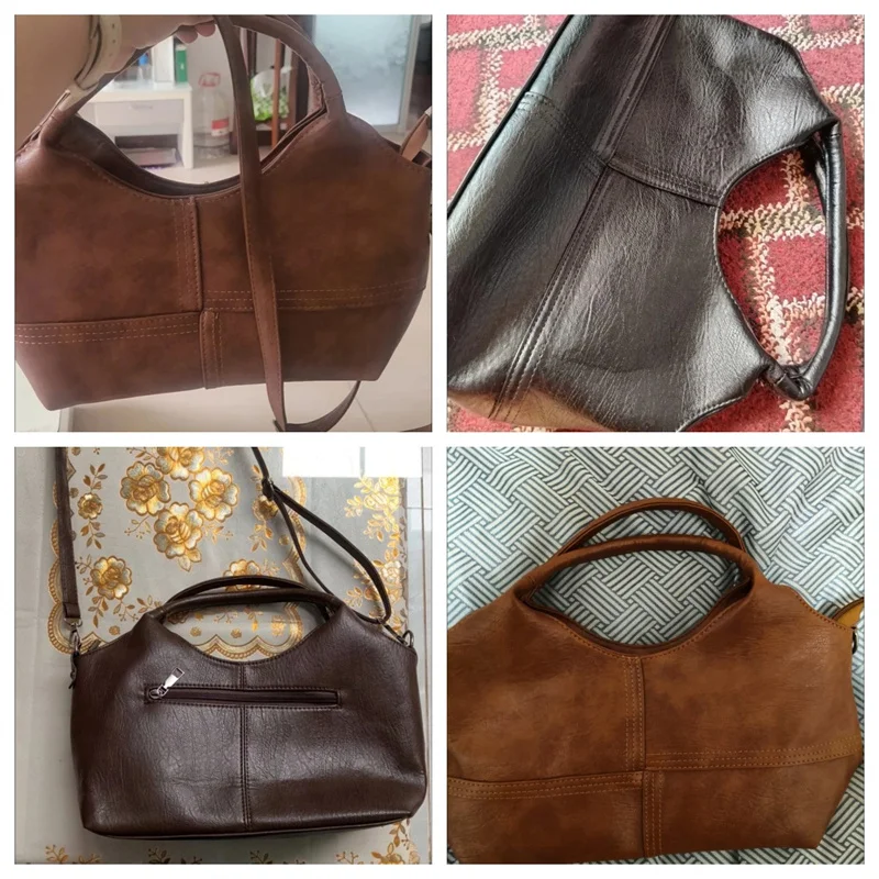 Neue Retro-Umhängetasche mit großer Kapazität, elegante Handtasche aus weichem Leder, mehrteilige Tragetasche für den täglichen Gebrauch. – Detail 3