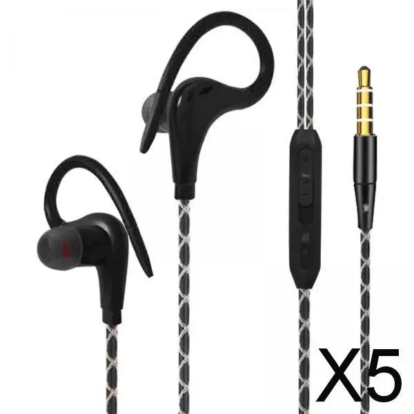 5 Sports Erbuds, 3.5mm Plug Jck , Over Er Clip, with Mic, in