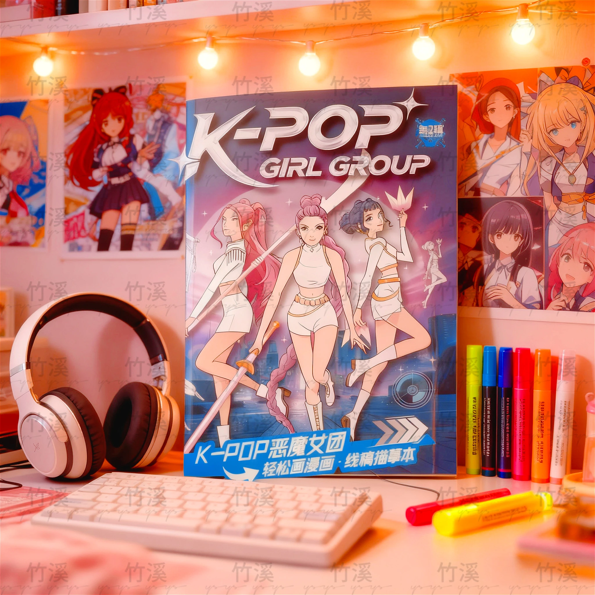 كتاب تلوين صيادات شيطان Kpop: رسومات خطية لطيفة لرومي، ميرا، زوي | شخصية الرسوم المتحركة لتخفيف التوتر للبالغين #1
