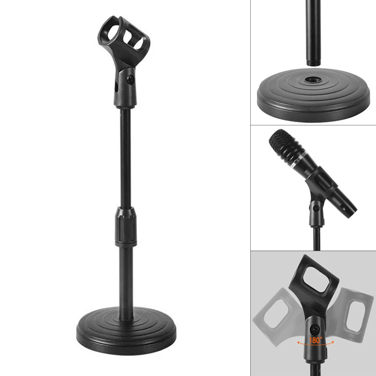 Flexible Desktop Tripod Folding Mic Stand With Adjustable Angle Disc Microphone Mount Holder Stand Bracket Microphone Clip Clamp