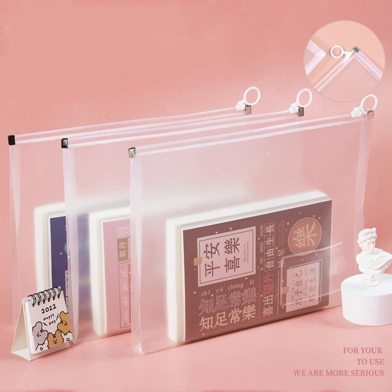 A4/A5/B6 Zipper Pouch Clear Document Bag Book File Folders Stationery Pencil Case Storage Bags Cosmetic Makeup Bags