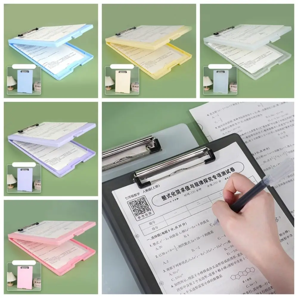 

6 Color Large Capacity A4 File Clipboard Box Case Waterproof Plastic Writing Clipboard File Storage Memo Clip Board Test Paper