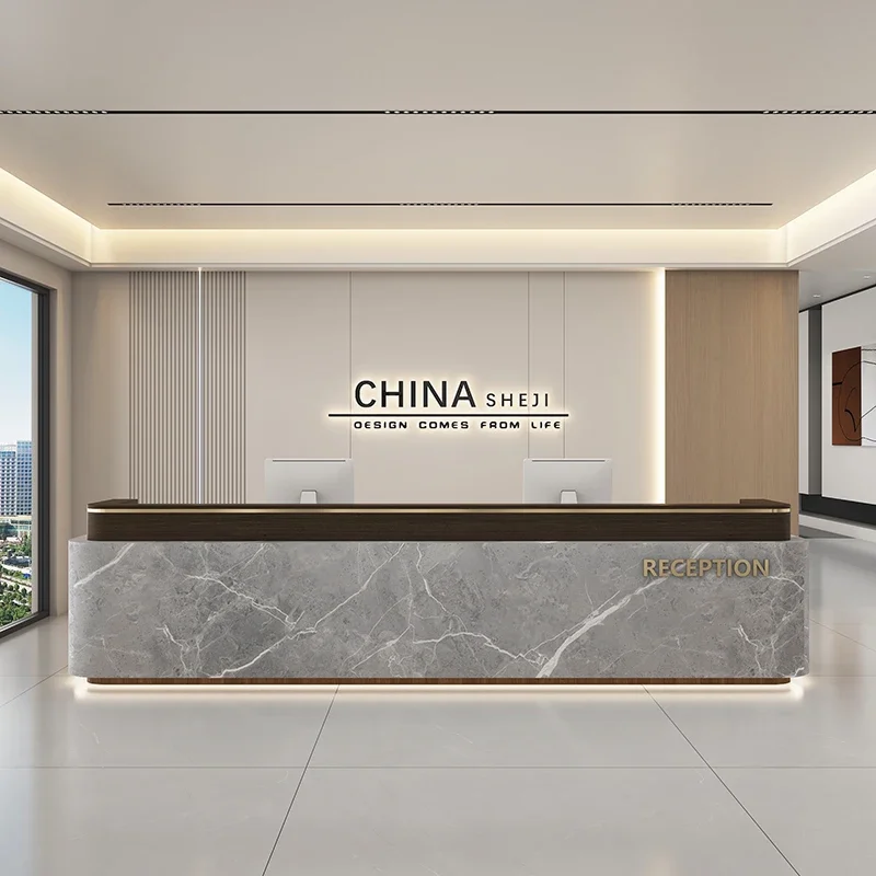 Help Desk Clothing Store Display Table Reception Modern Executive Office Furniture Cashier Column Wave Professional Restaurant