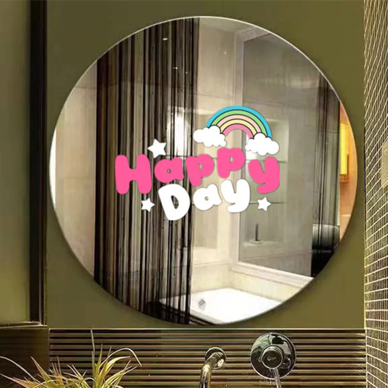 

Acrylic Round Wall Mirror With Motivational Words Sticker Circle Mirrors Home Kitchen Restaurant Store Originality Decoration