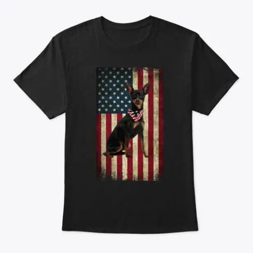 Miniature Pinscher Flag Of July T-Shirt Made in the USA Size S to 5XL