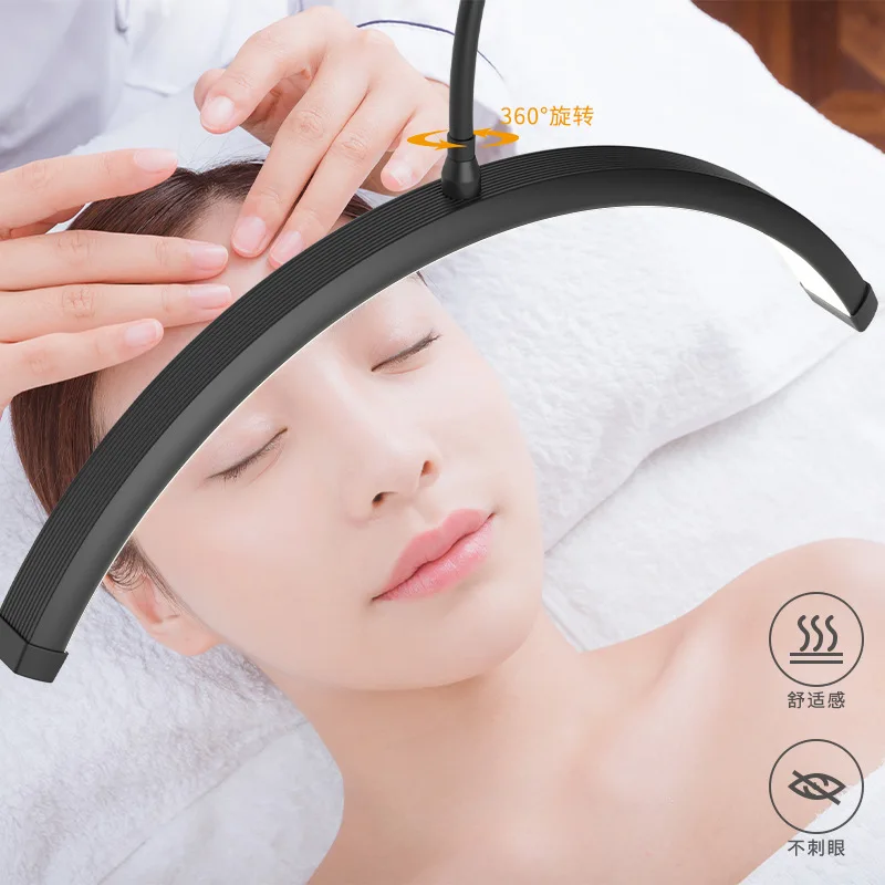 New 360 ° adjustable LED half moon beauty light moon shaped floor standing eyebrow tattoo beauty salon eyelash extension light