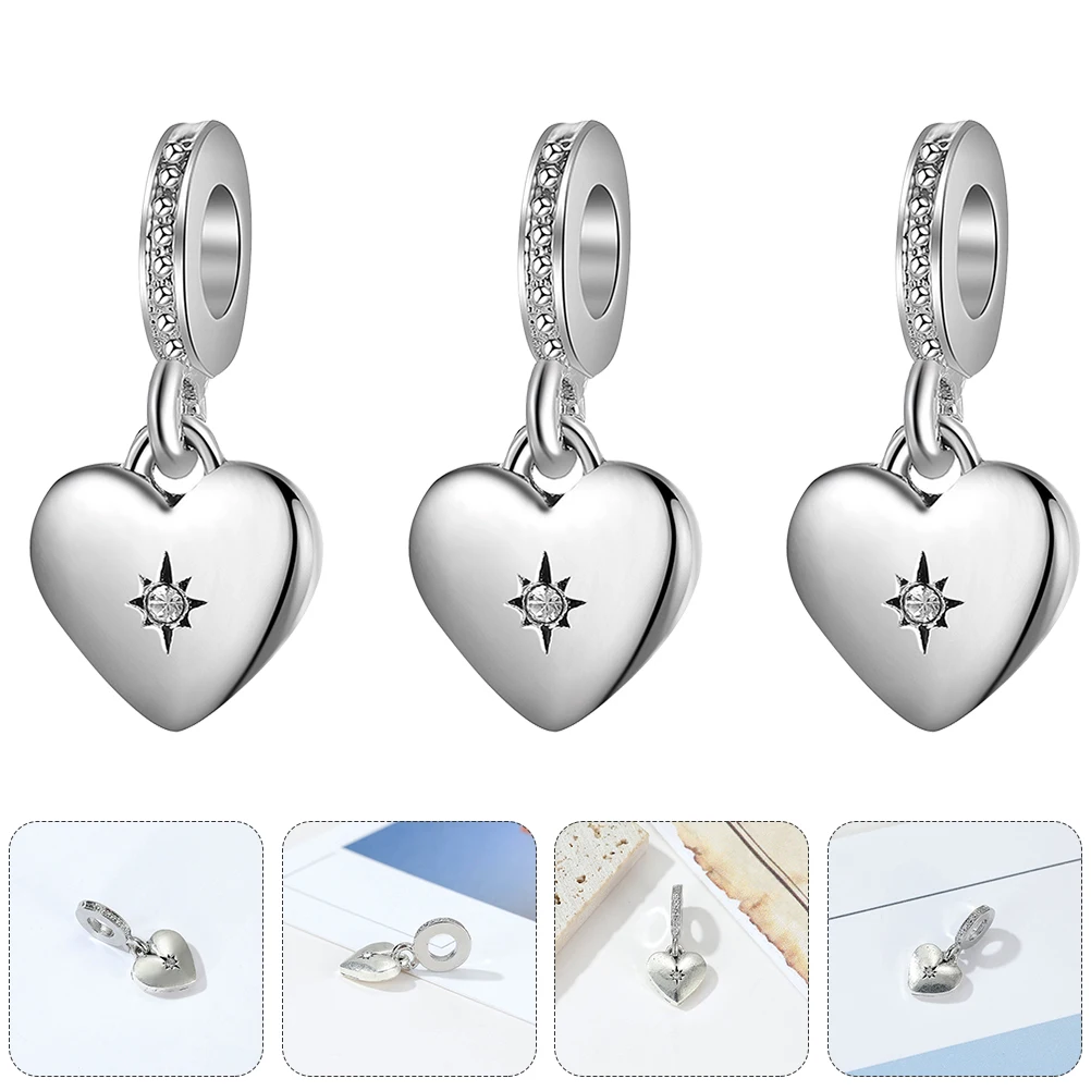 

5 Pcs Stainless Steel Premium Jewelry Women Bracelet Jewellery Charm Word Charms Making Alloy Pendant Heart-shaped