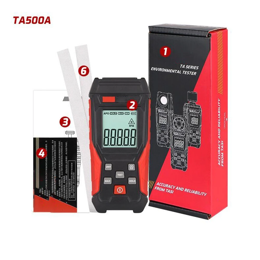 Tachometer TA500A Comprehensive Tool Kit for Accurate Speed Measurements of Various Engine Types up to 100000 RPM