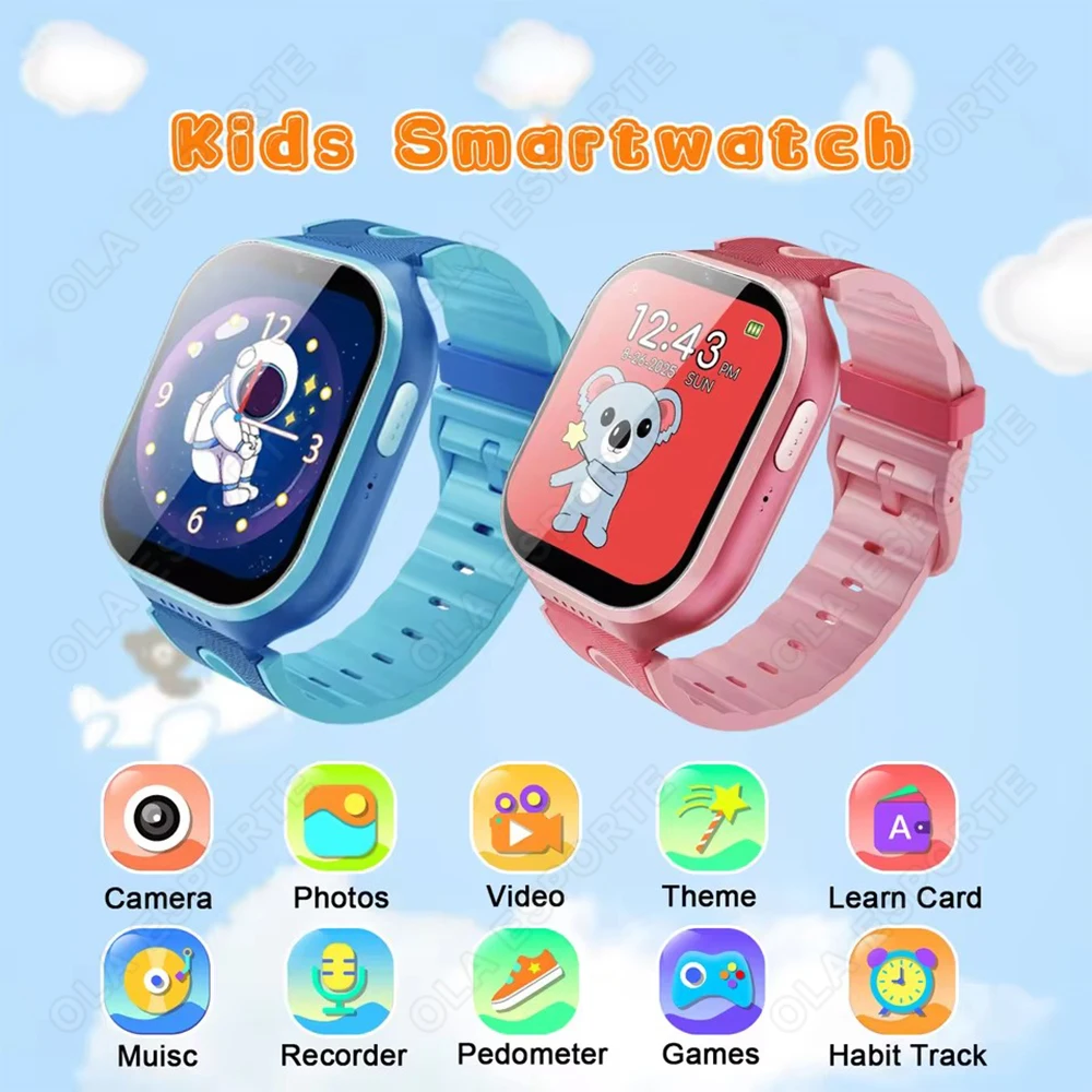 

Kids Smart Watch Camera Take Video Flashlight Habit Tracking Local Music Study Cards Calculator 32 Games Christmas Gift Boy Girl