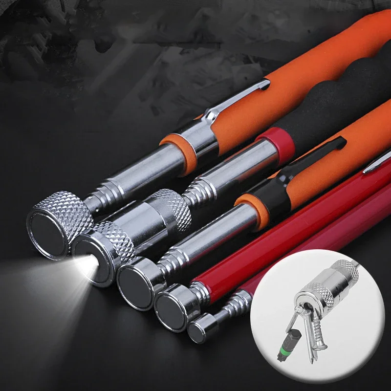 

Mini Portable Telescopic Magnetic Magnet Pen with Light Handy Tools Capacity for Picking Up Nut Bolt Extendable Pickup Rod Stick