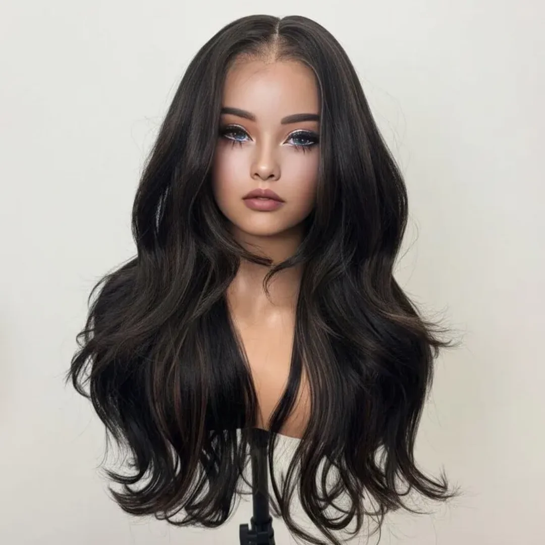 

Мягкая черная париковая основа 5x5 из шелка без клея, с длинными волнистыми волосами, еврейские человеческие волосы с baby hair, HD-кружево, европейские волосы, предварительно выщипанные