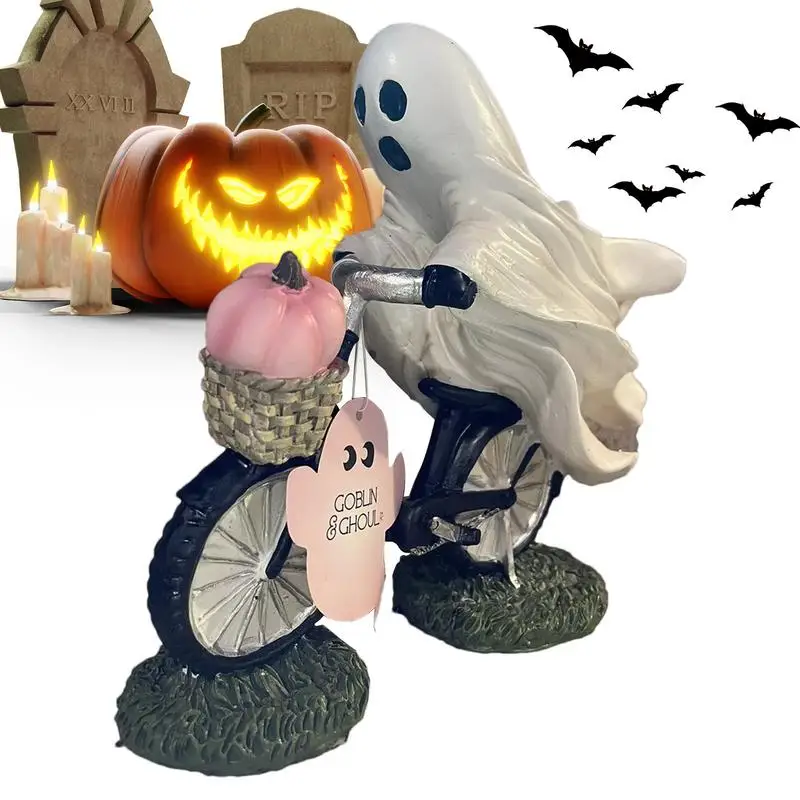 

Ghost Statue Pumpkin Halloween Themed Decoration Small Figurine Halloween Ornament Tabletop Decor Home Party Festive Supplies