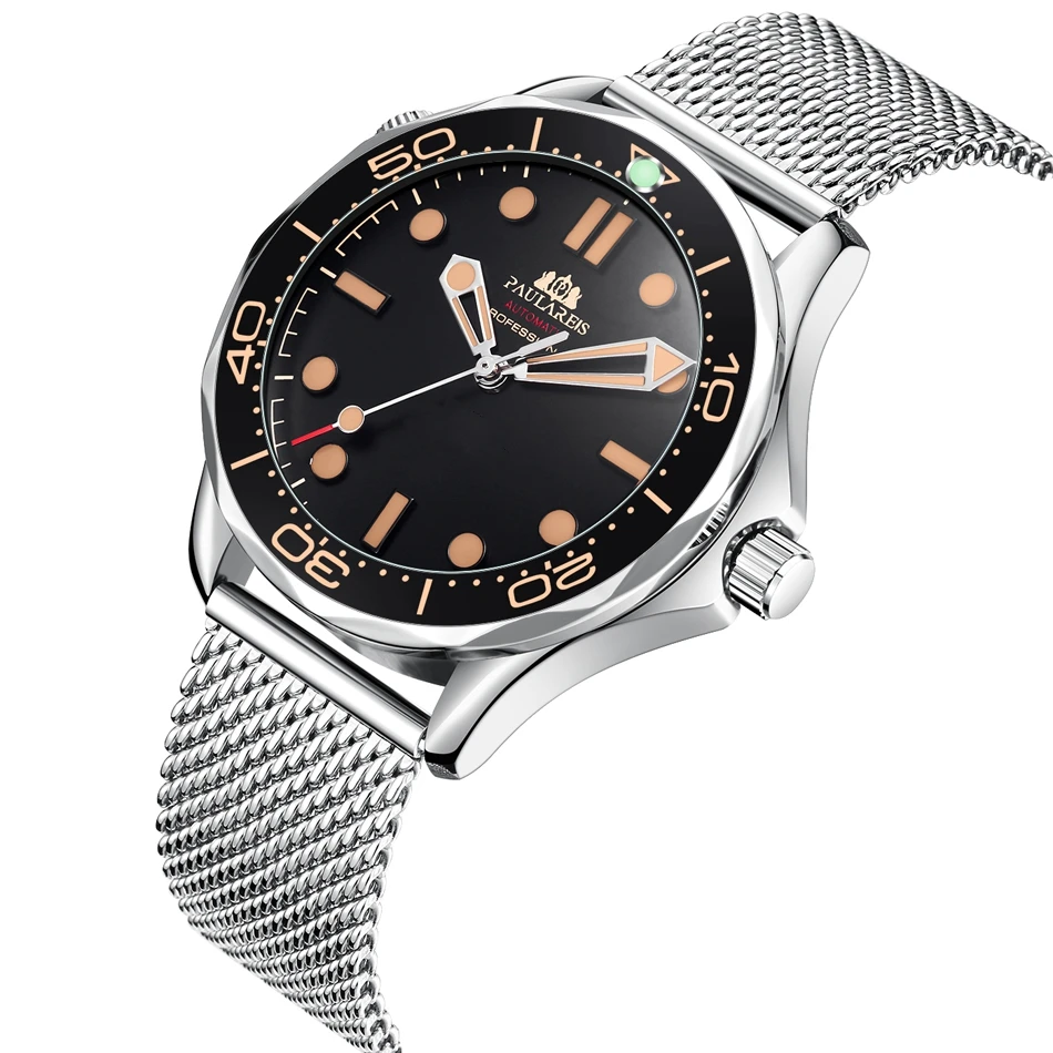 Automatic Mechanical Watch Stainless Steel Net Nylon Strap Luxury 42mm Middle Size Men Fashion Wristwatch