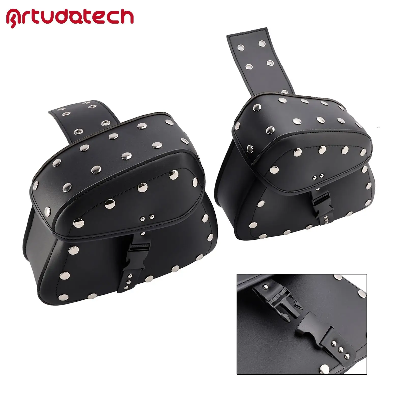 

Universal Saddlebag Side Storage Tail Bag Pu Luggage Black 22L for Motorcycle