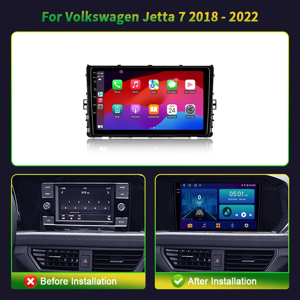 For Volkswagen Jetta 7 2018 - 2022 Car Multimedia Stereo Player Navigation GPS Auto Carplay Rear camera Video 5G wifi Android 13