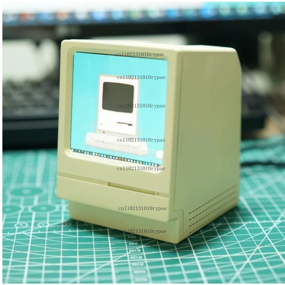 Vintage Replica Case with 7-inch Secondary Screen, USB-C Mini Display for Desktop Decor, System Monitor & Photo Frame