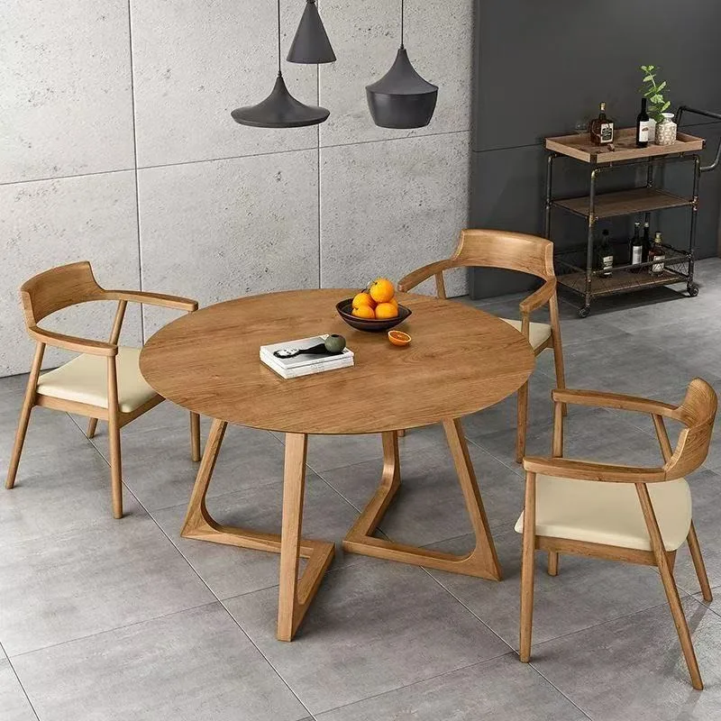 Modern Coffee Shop Restaurant Furniture Sofa Sets Scandinavian Solid Wood Round Dining Table Cafe Dining Table and Chair Set view 3