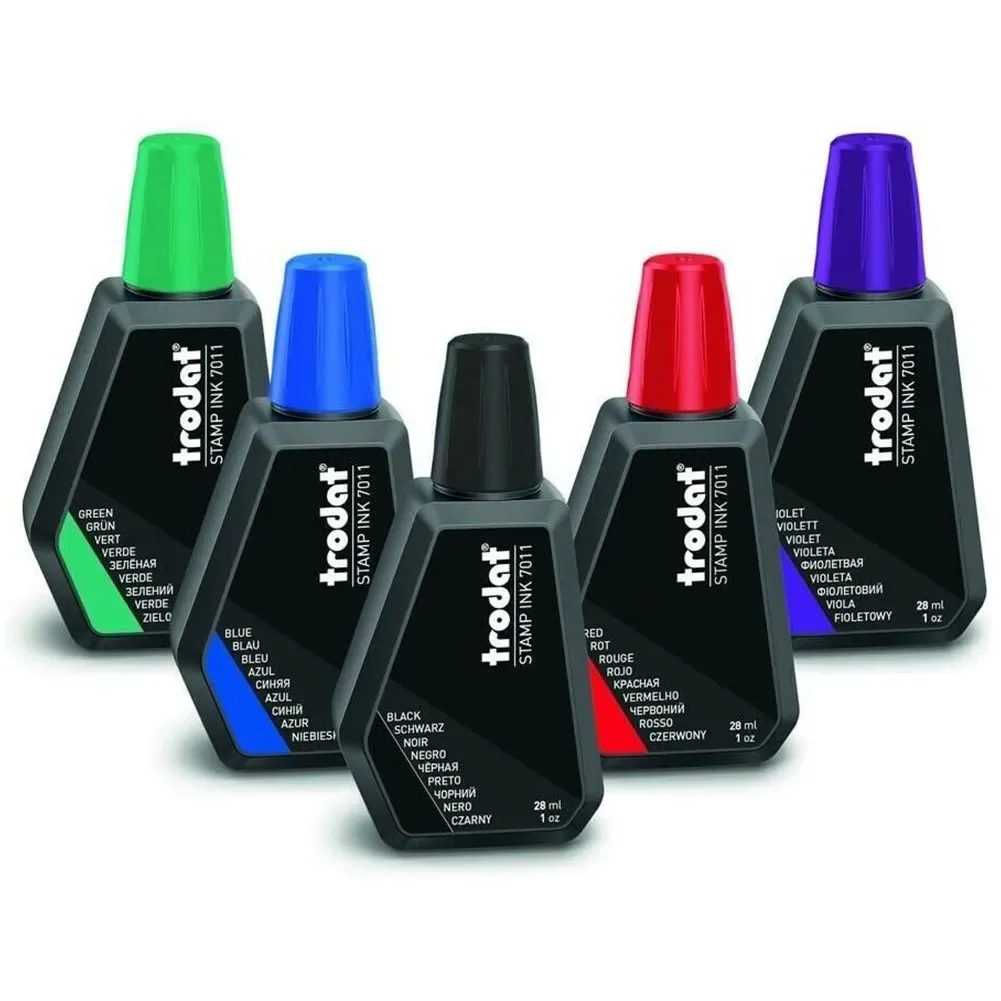 Tro Dat 7011 Stamp Pad Ink 28 Ml (Colours) Red / Blue / Black / Green / Purple For All Ink Pads That Can Be Refilled Tools